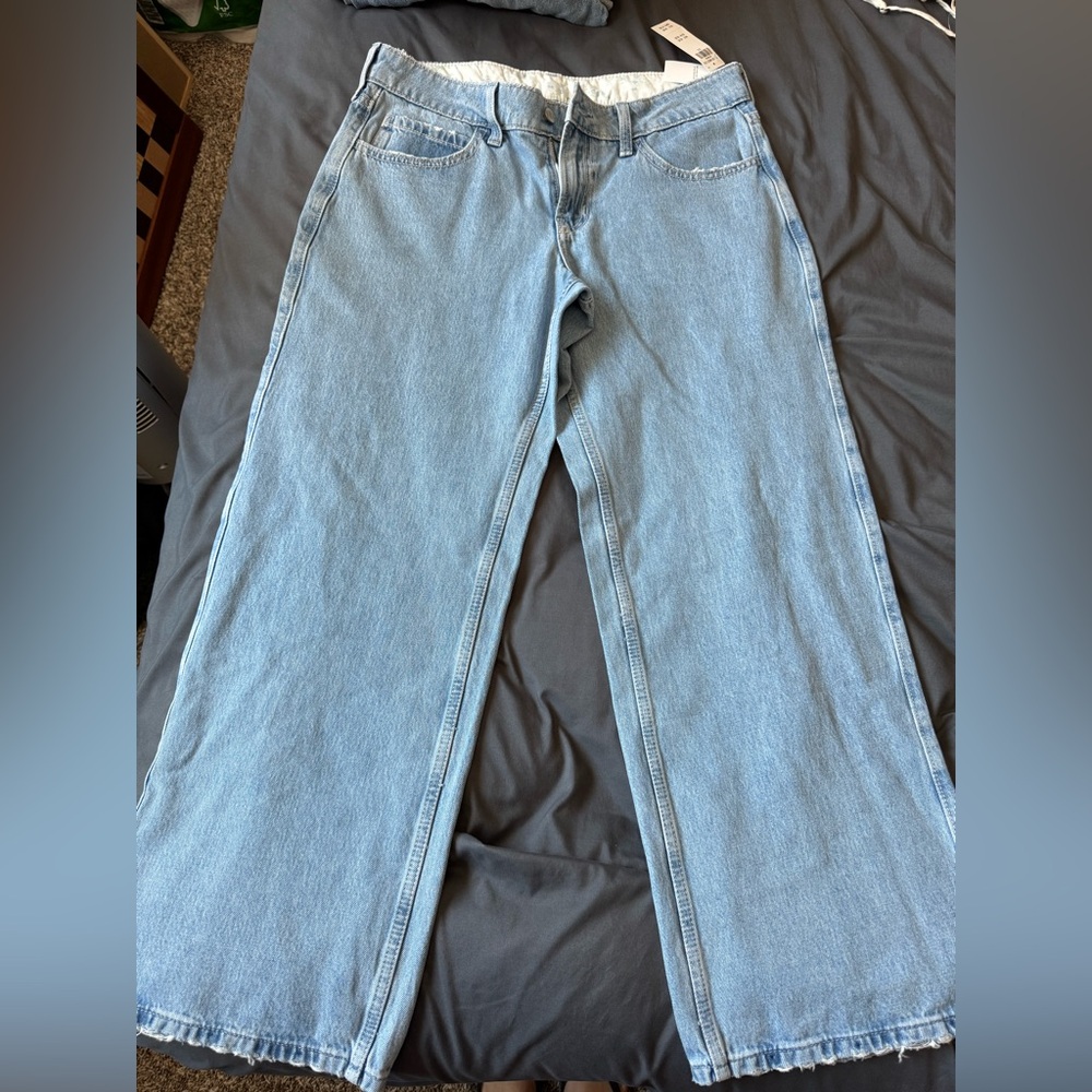 Hollister Light Blue Denim  fold over pant